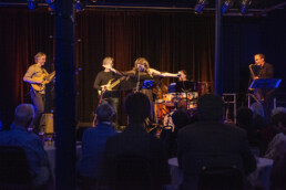 a performance on stage in the Blue Room