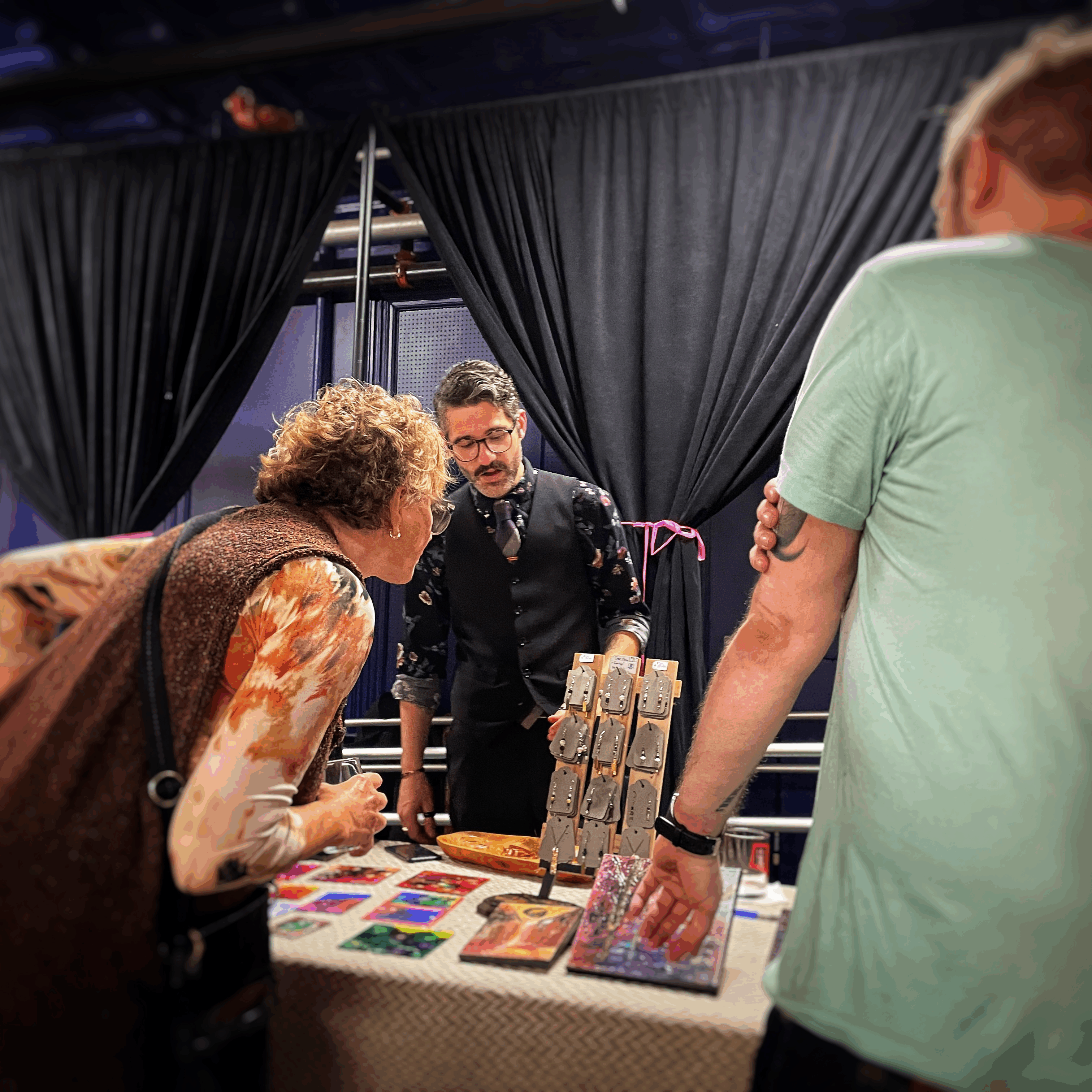 Artist selling at the Pop-Up Market in a Blue Room
