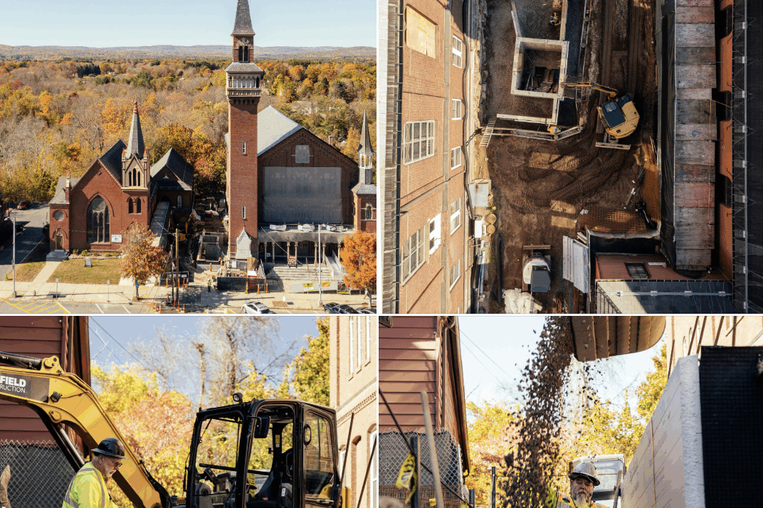 4 photos of construction