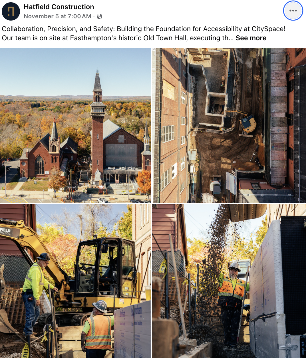 4 photos of construction