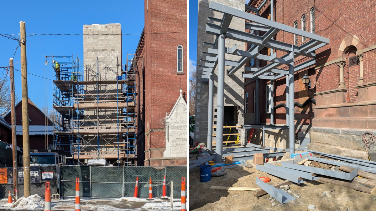 Construction project steel and masonry view