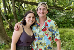A portrait of two people