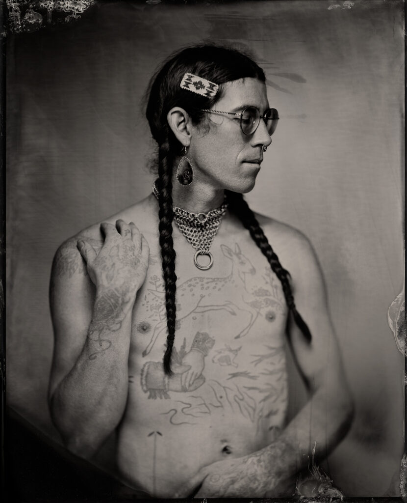 Black and White portrait of person with long hair